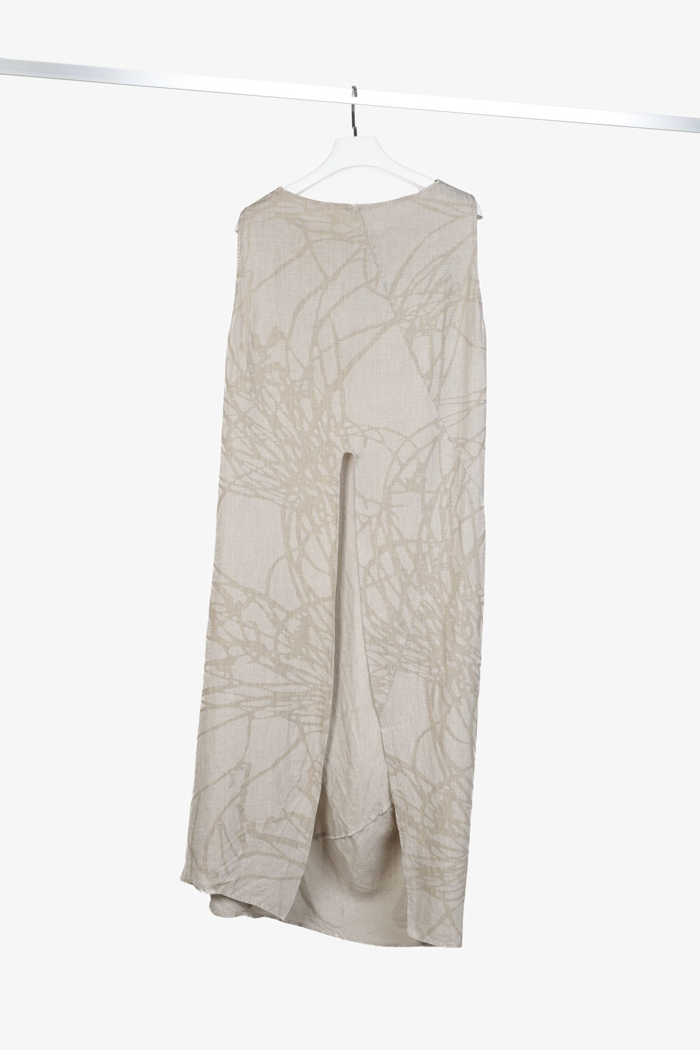 Other Oska Tuelo Taupe Branch-Print Linen Balloon-Hem Dress Size L / US 10 / IT 46 - 2 Thumbnail