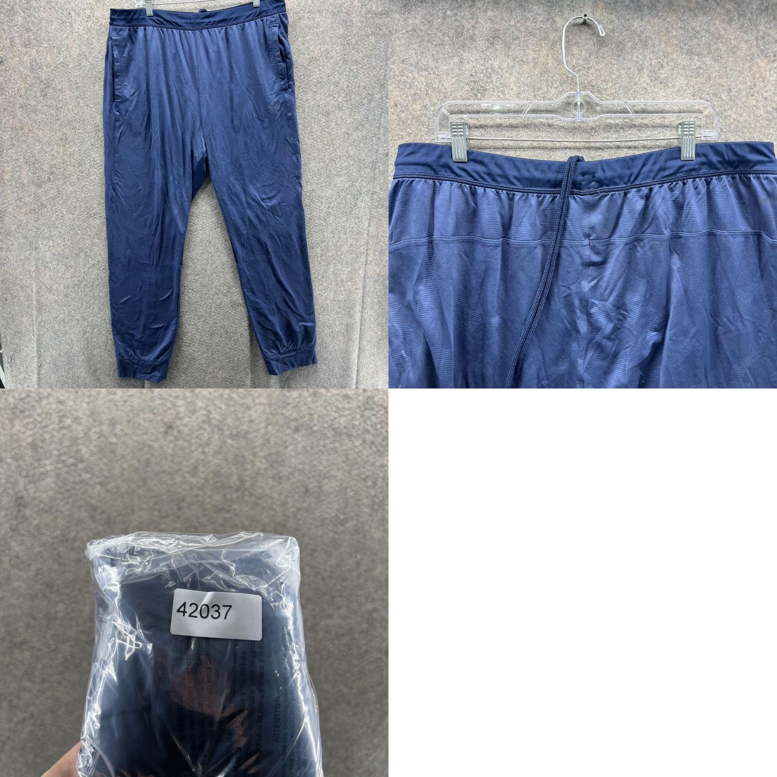 Adidas Adidas Jogger Pants Mens Large Blue Knit Elastic Waist Pockets Training Size US 33 - 8 Thumbnail