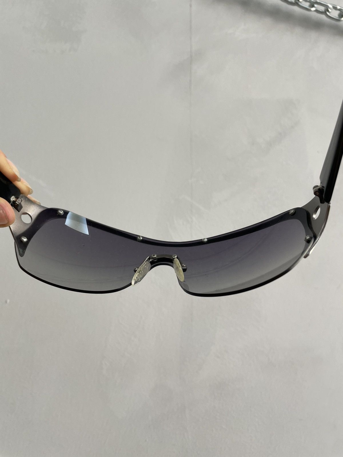 Salvatore Ferragamo Rare Salvatore Ferragamo strass shield musk sunglasses Size ONE SIZE - 4 Thumbnail