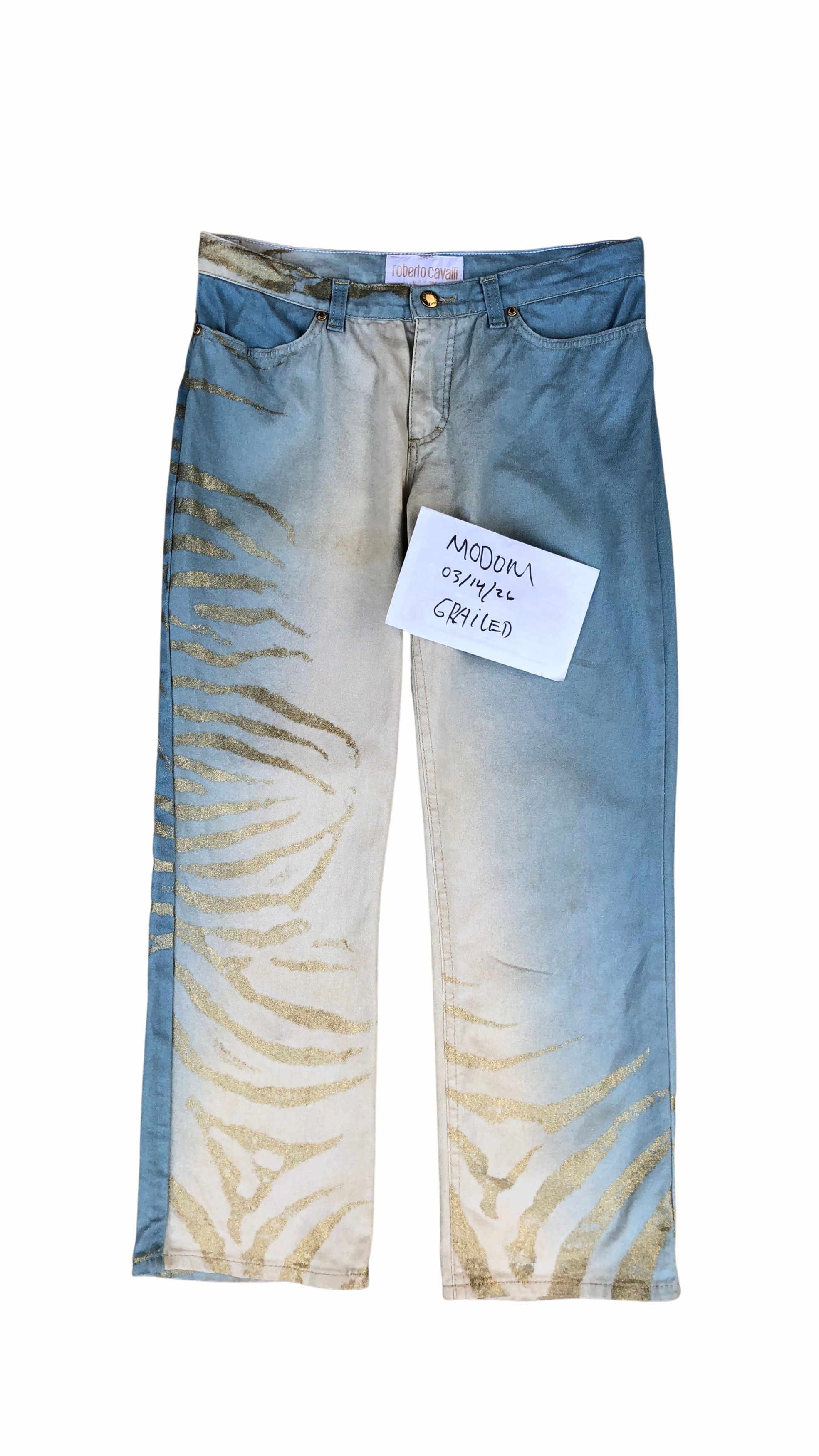 Roberto Cavalli 2000s Roberto Cavalli Golden Zebra Jeans Size 30" / US 8 / IT 44 - 1 Thumbnail