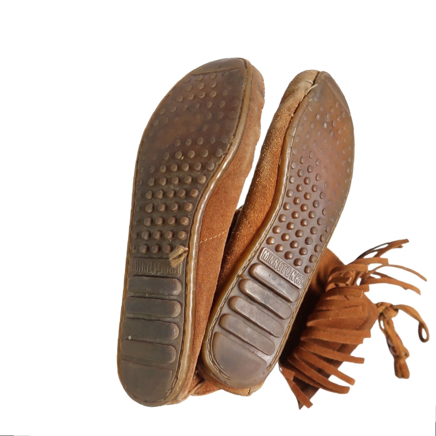 Minnetonka VINTAGE Minnetonka Suede Leather Fringe Boots Mid Calf Cognac Brown 8 Women Western Bohemian Moccasin Size US 8 / IT 38 - 5 Thumbnail