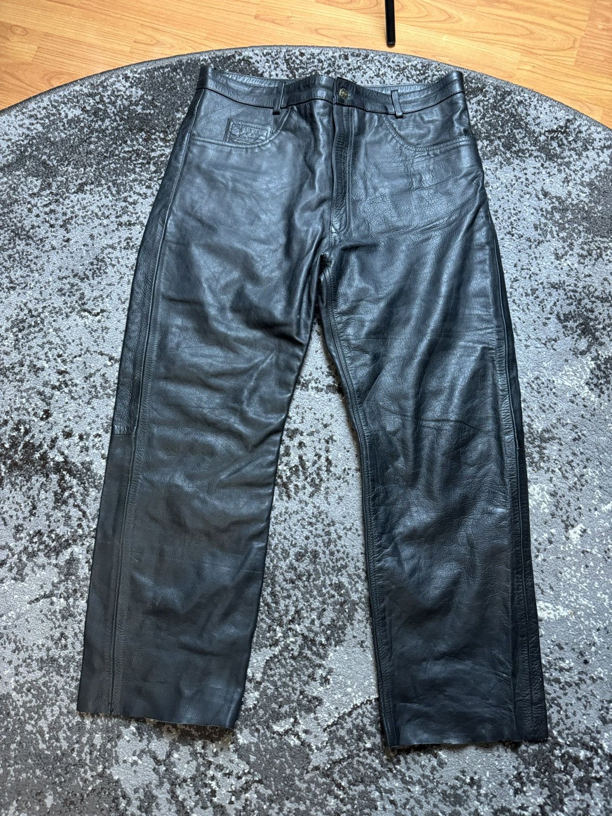 Genuine Leather × Vintage Avantgarde Leather Bikers Spirit Motors Opium Vintage Y2K Size US 35 - 1 Thumbnail