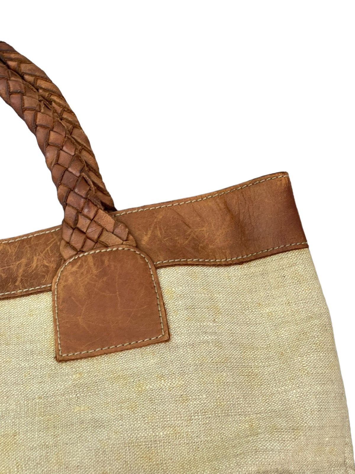 Ralph Lauren Leather Woven Cotton Vtg Ralph Lauren Tote Bag 4🟩 Size ONE SIZE - 10 Thumbnail
