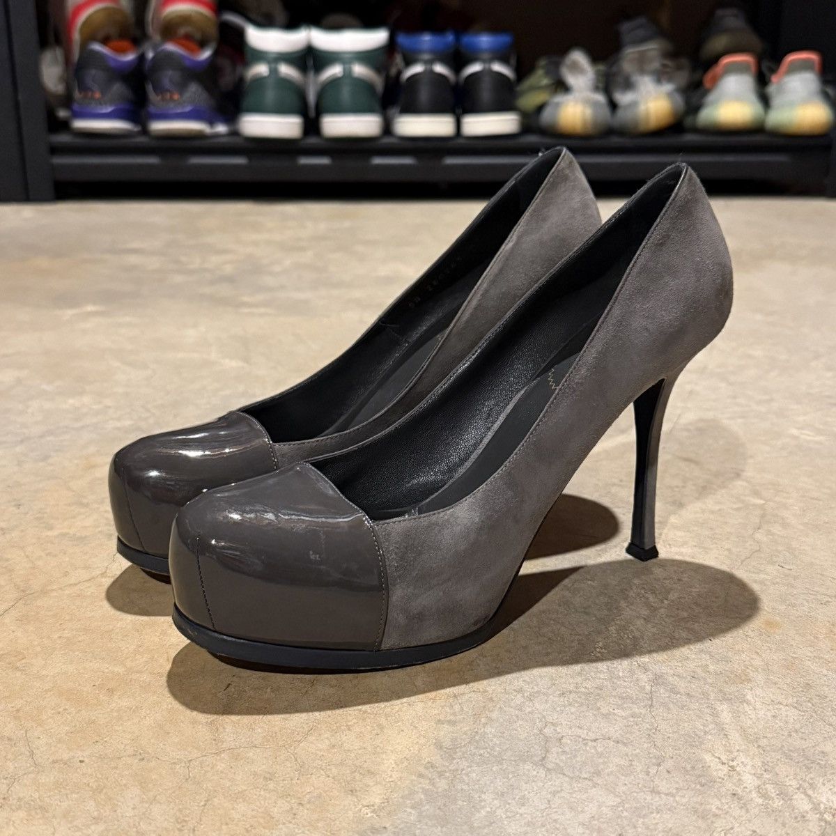 Yves Saint Laurent YSL Saint Laurent Tribtoo Patent Leather Suede Platform Pump Size US 11 / IT 41 - 2 Thumbnail