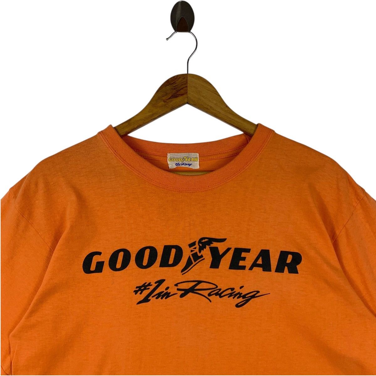 Japanese Brand Vintage GOODYEAR 1 in racing orange tee Size US M / EU 48-50 / 2 - 2 Thumbnail