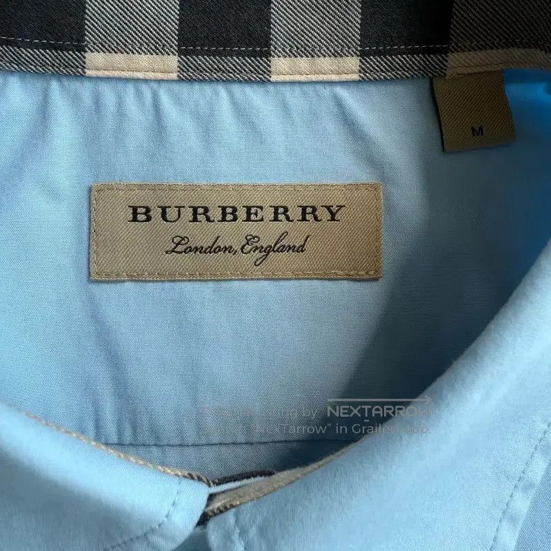 Burberry Light Blue Cotton Long Sleeve Shirt.