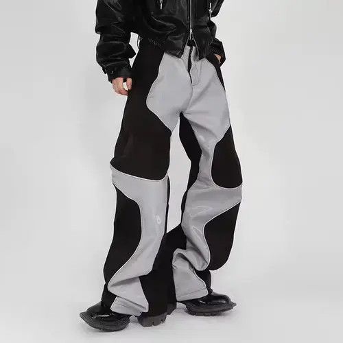 Other Patchwork Men Trousers High Street Straight Pants Size US 30 / EU 46 - 4 Thumbnail
