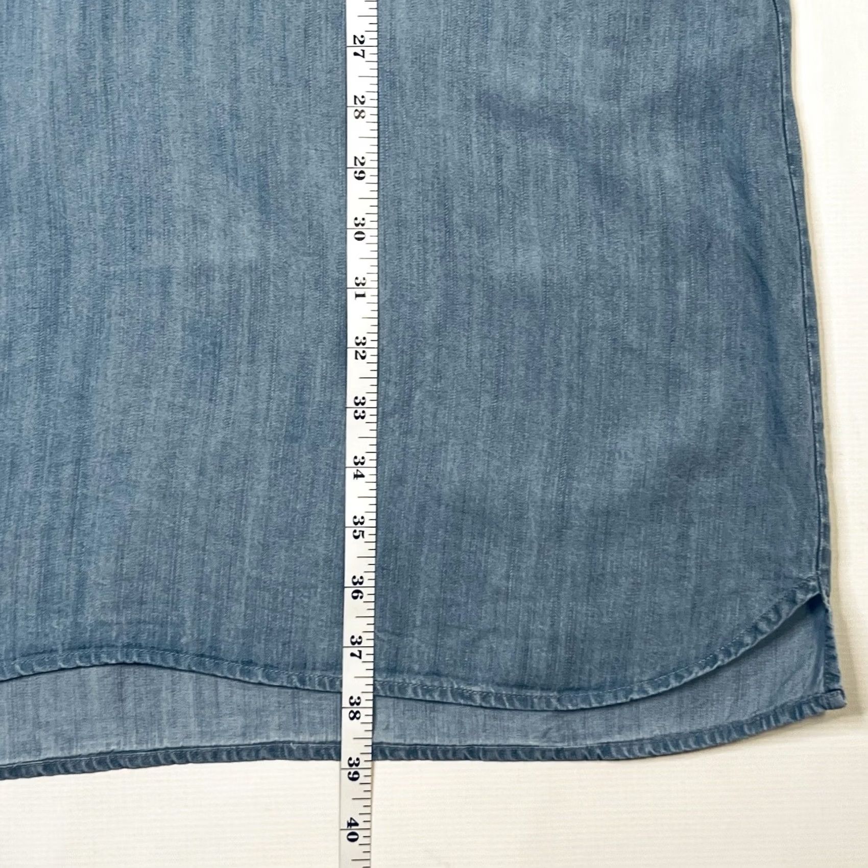 Soft Surroundings Soft Surroundings Shirt Dress Women's Small Blue Chambray V Neck Pockets Lightweight Lyocell Cap Sleeve Solid 100% GENUINE USA SELLER Size S / US 4 / IT 40 - 5 Thumbnail
