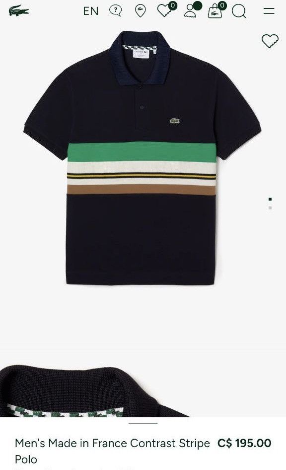 Lacoste Lacoste Made In France Contrast Stripe Polo Size US L / EU 52-54 / 3 - 13 Thumbnail