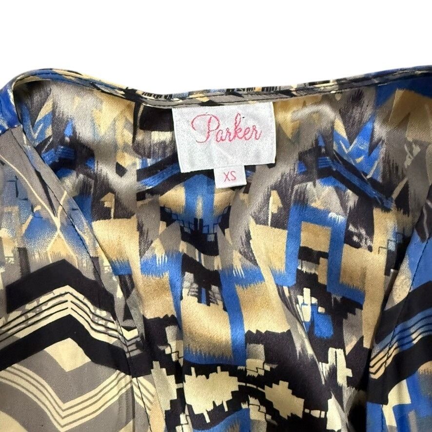 Parker Parker Geo Abstract Long Sleeve V-Neck Mini Dress, Size XS Size XS / US 0-2 / IT 36-38 - 3 Thumbnail