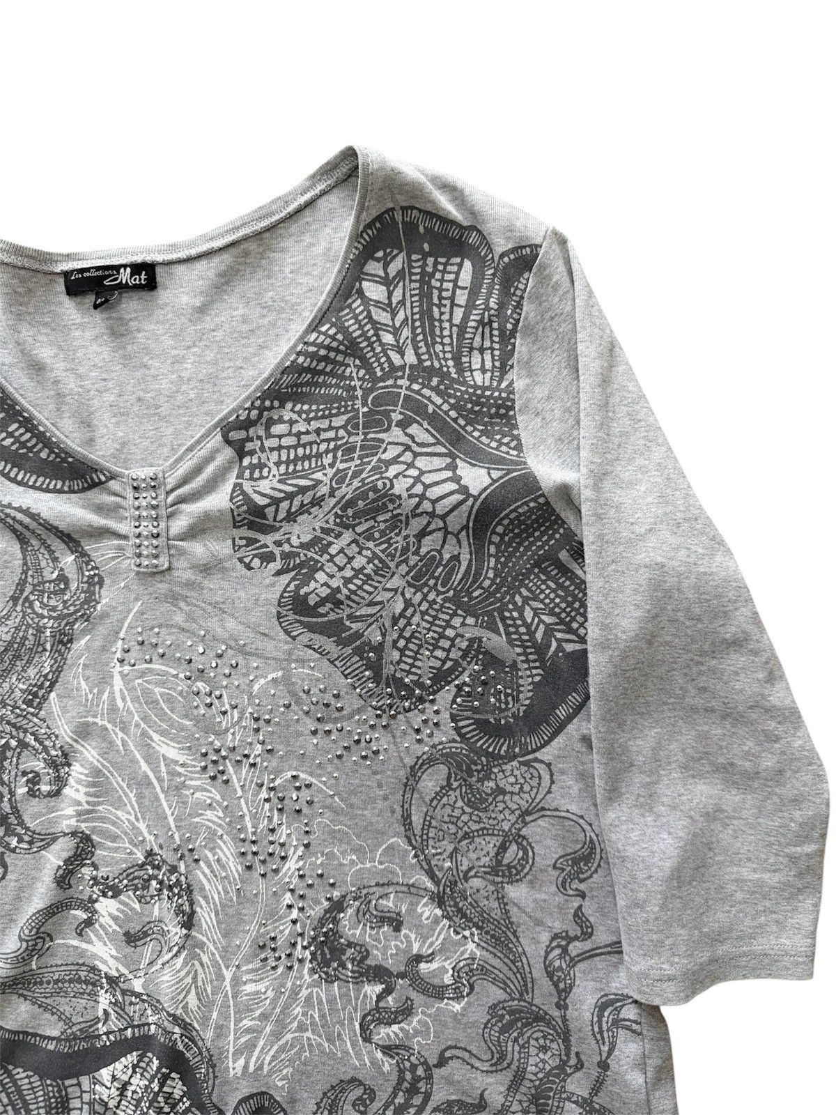 Hysteric Glamour Y2K Ornate Graphic 3/4 Sleeve Top Size L / US 10 / IT 46 - 3 Thumbnail