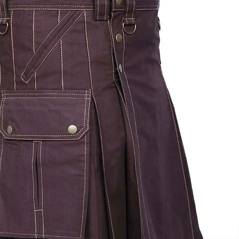 Handmade × Other Cargo Utility Kilt Brown with 6 Pockets Size US 34 / EU 50 - 4 Thumbnail