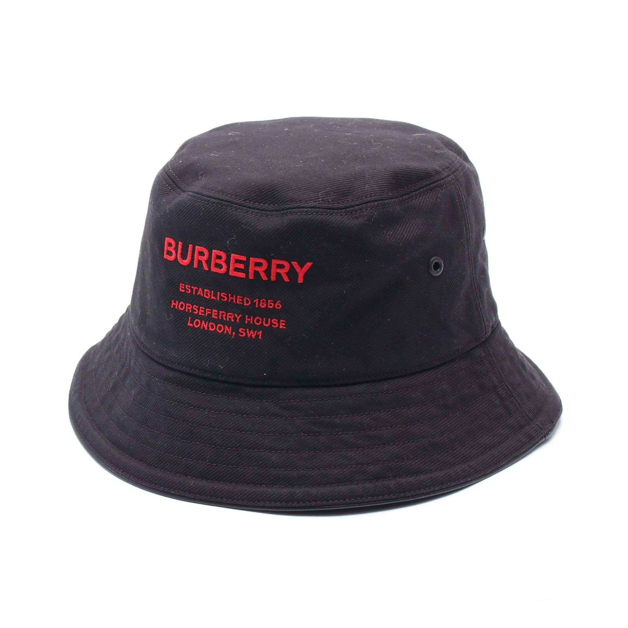 Burberry Burberry Bucket Hat Logo Embroidery Cotton Black Size ONE SIZE - 1 Thumbnail
