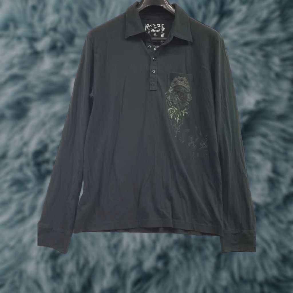 Vintage Diesel Long Sleeve T-Shirt Mens 2XL Black Collared Button Diésel Power Gear Size US XXL / EU 58 / 5 - 1 Thumbnail
