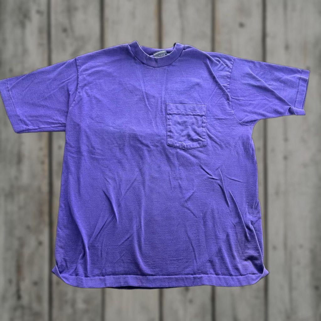 Vintage VINTAGE Honors Shirt Mens Large Purple Pocket Tee Short Sleeve Crew Neck 100% Cotton Made USA Single Stitch Size US L / EU 52-54 / 3 - 1 Thumbnail