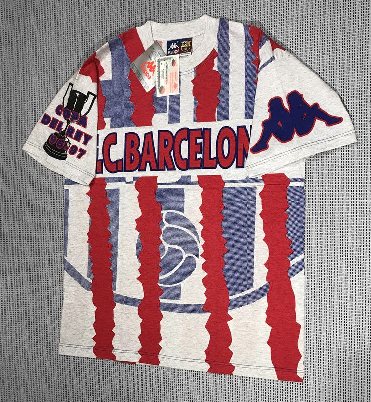 Other Vintage 90's Kappa AOP F.C Barcelona T-shirt (L) Size US M / EU 48-50 / 2 - 1 Thumbnail