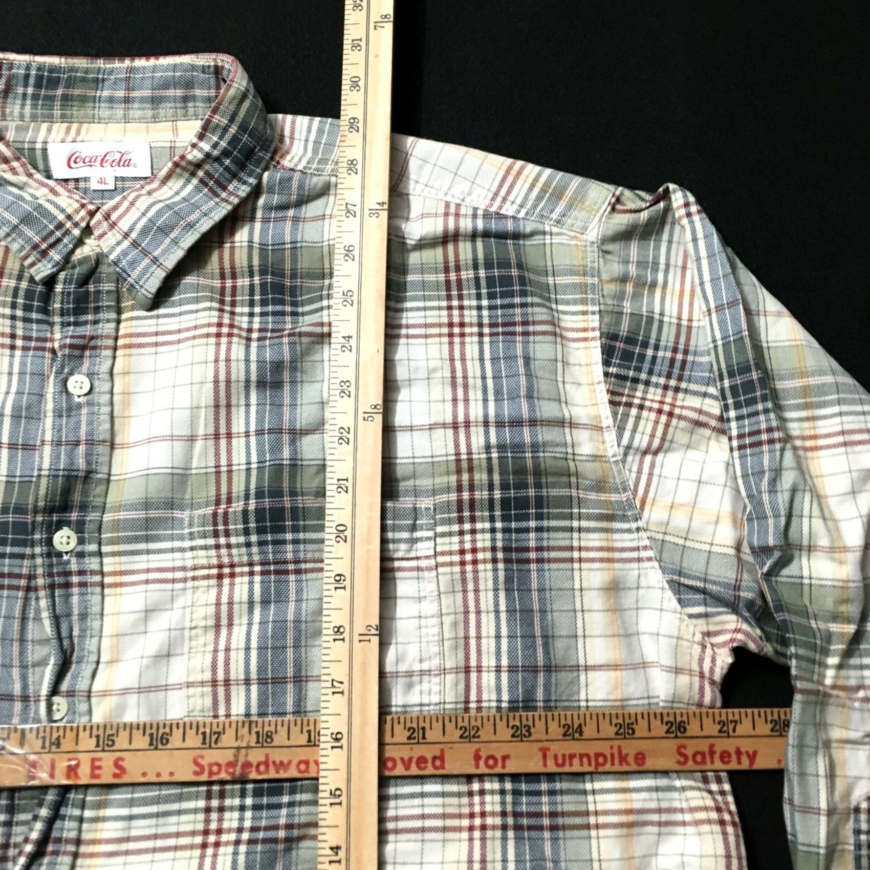 Vintage Coca-Cola Mens Long Sleeve Button-Up Plaid Shirt sz 4L Beige Size US S / EU 44-46 / 1 - 3 Thumbnail