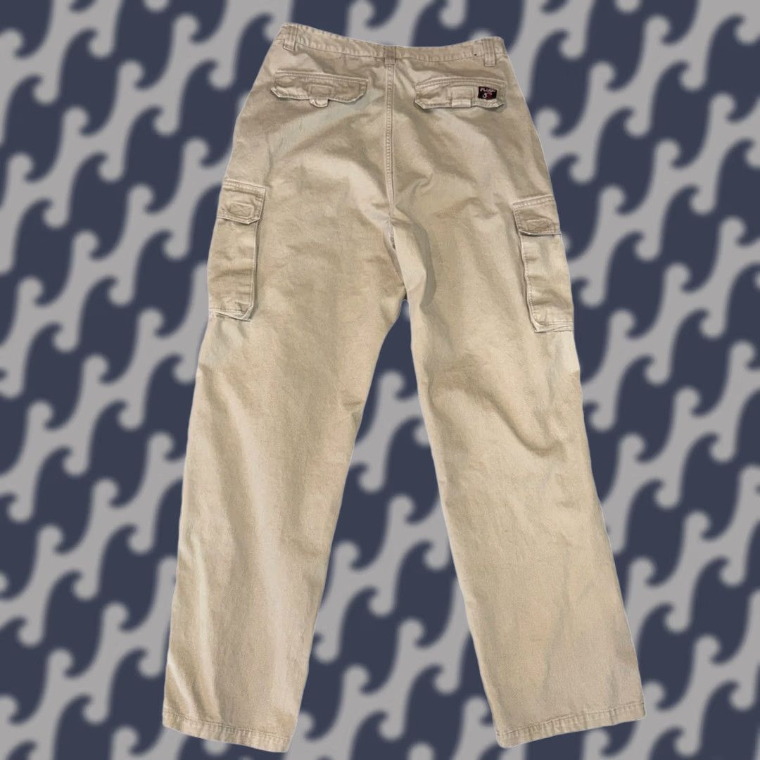 Vintage Plugg Cargo Pants Men 36X34 Khaki Beige Cotton Cargo Pocket Straight Leg Mens Casual Workwear Size US 36 / EU 52 - 1 Thumbnail