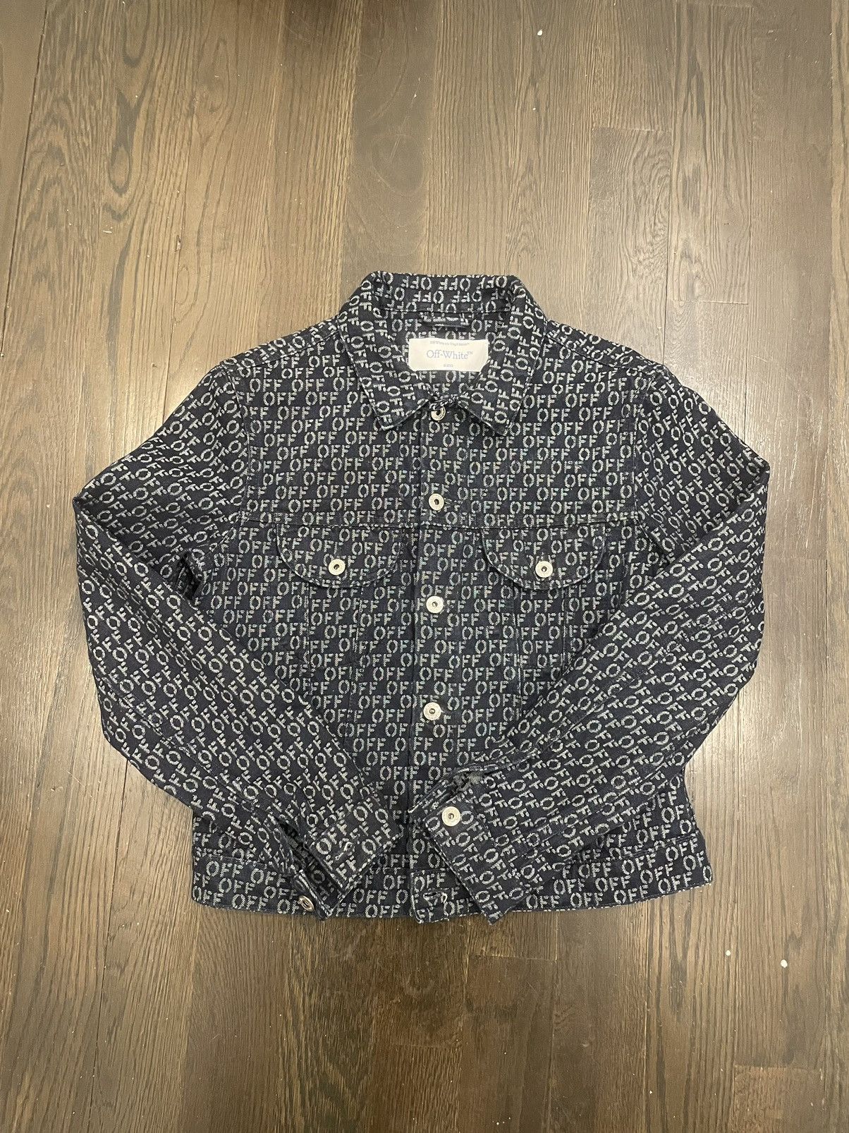 Vintage (2013) OFF-WHITE Round Packet Jacquard Jacket Size US XS / EU 42 / 0 - 1 Thumbnail