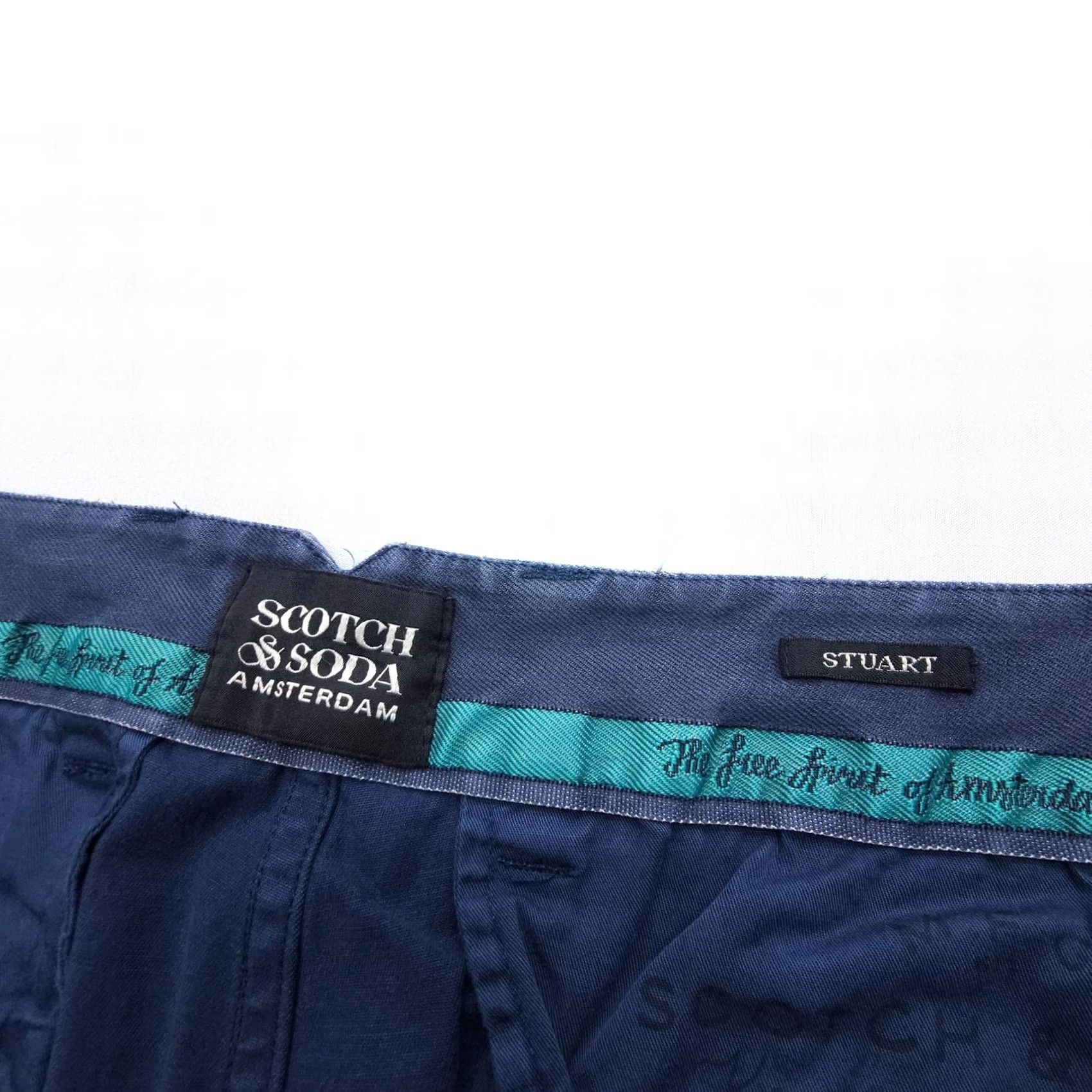 Scotch & Soda Scotch & Soda Pants Mens 33 x 30 Blue Chino Slim Straight Flat Front Twill Cotton Size US 33 - 3 Thumbnail