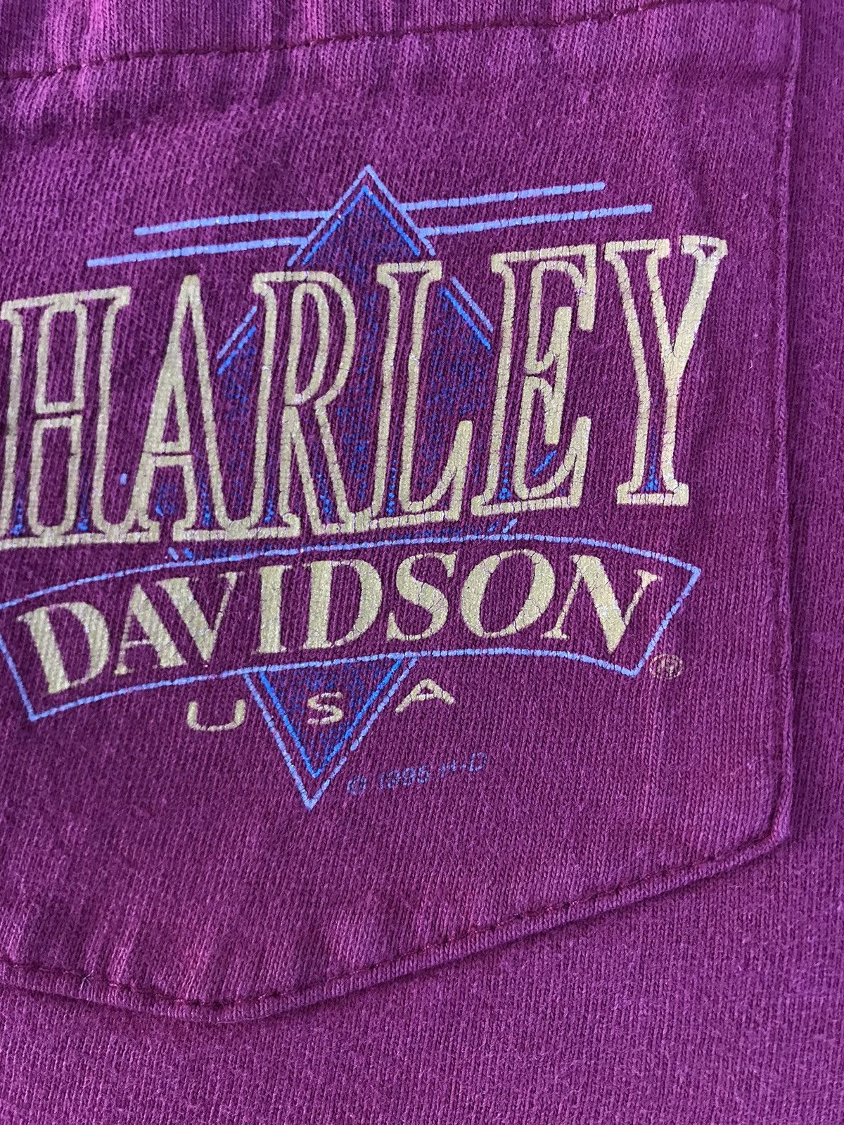 Harley Davidson × Vintage 90s Harley Davidson Low Country Single Pocket Printed Tee Size US L / EU 52-54 / 3 - 5 Thumbnail