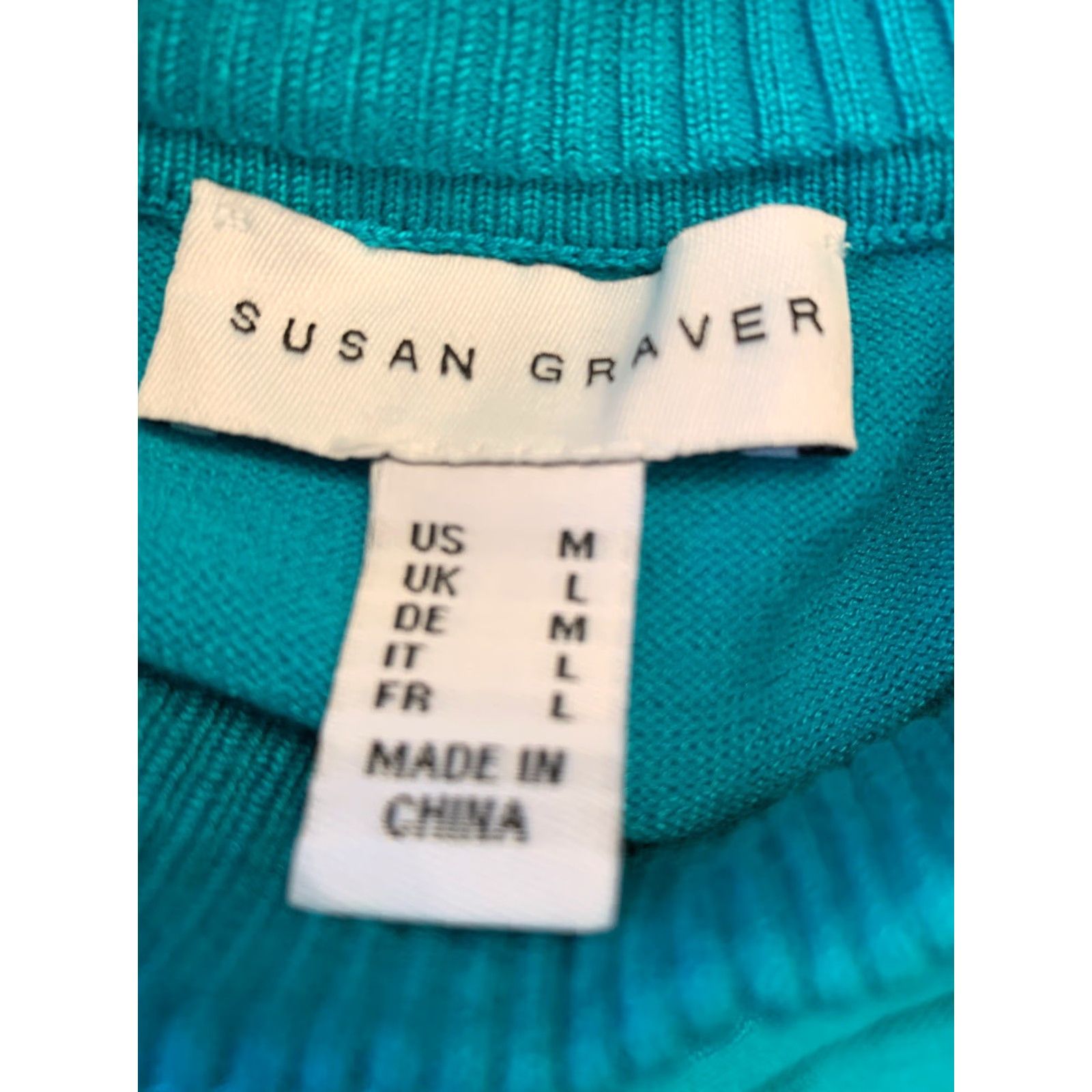 Vintage Susan Graver Women's Teal Cold Shoulder Sweater Mock Turtleneck Keyhole Medium N Size M / US 6-8 / IT 42-44 - 6 Thumbnail
