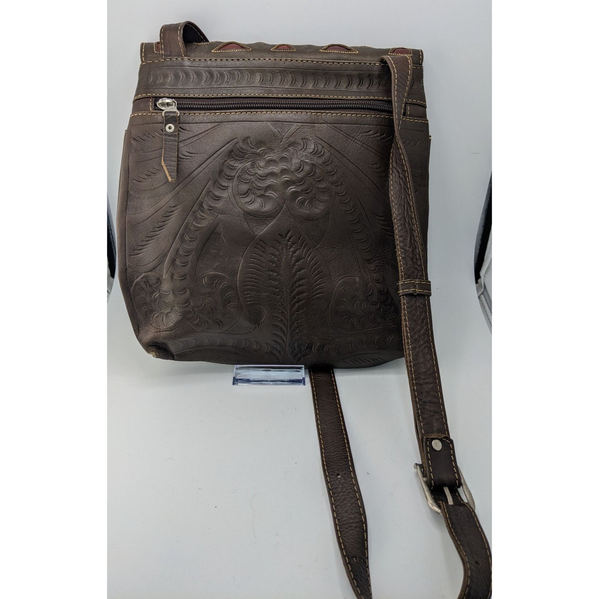 Other Vintage JL Salvidar Tooled Leather Crossbody Bag With Adjust Size ONE SIZE - 8 Thumbnail