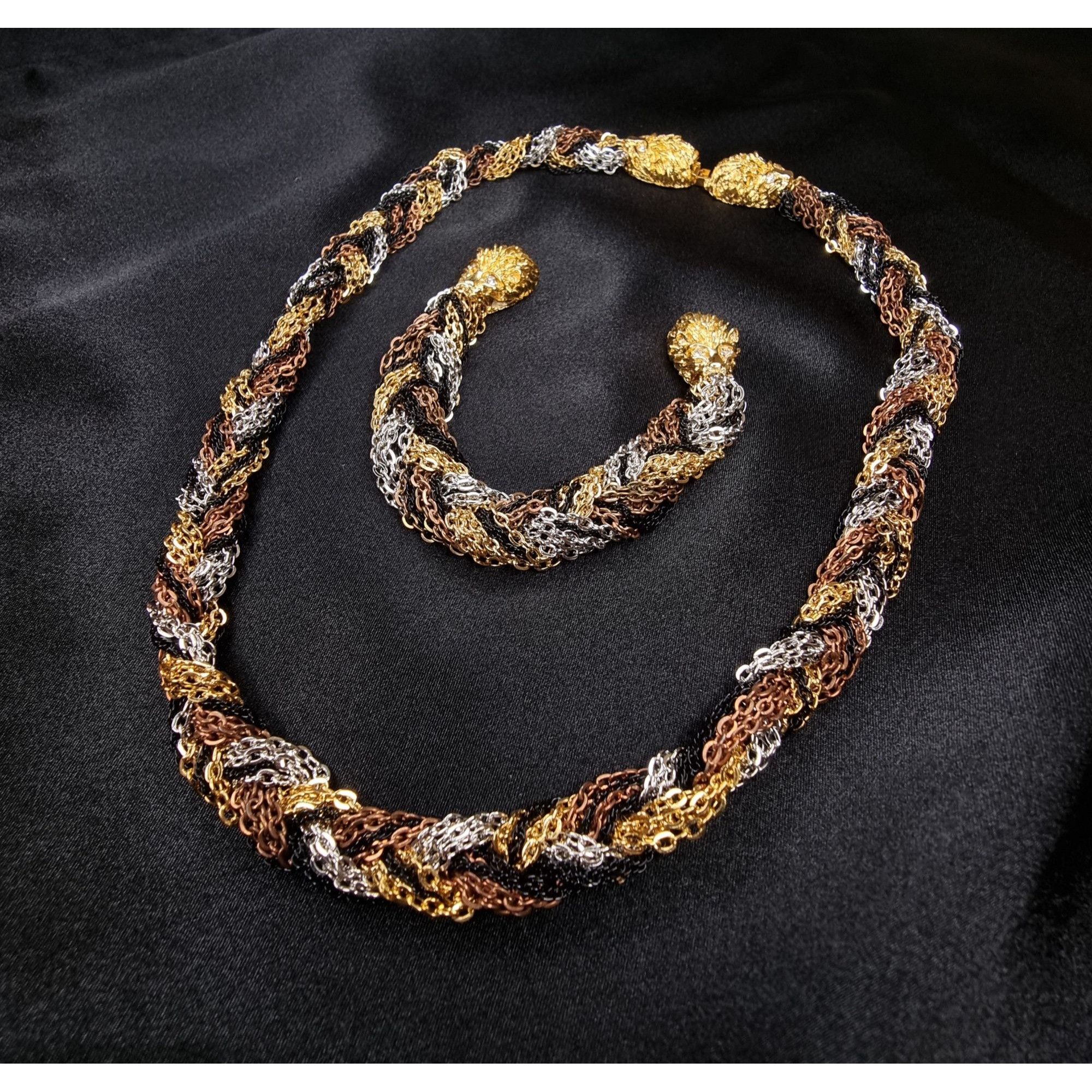 Vintage Vintage Eisenberg Braided Multi-Tone Chain Necklace & Bracel Size ONE SIZE - 1 Thumbnail
