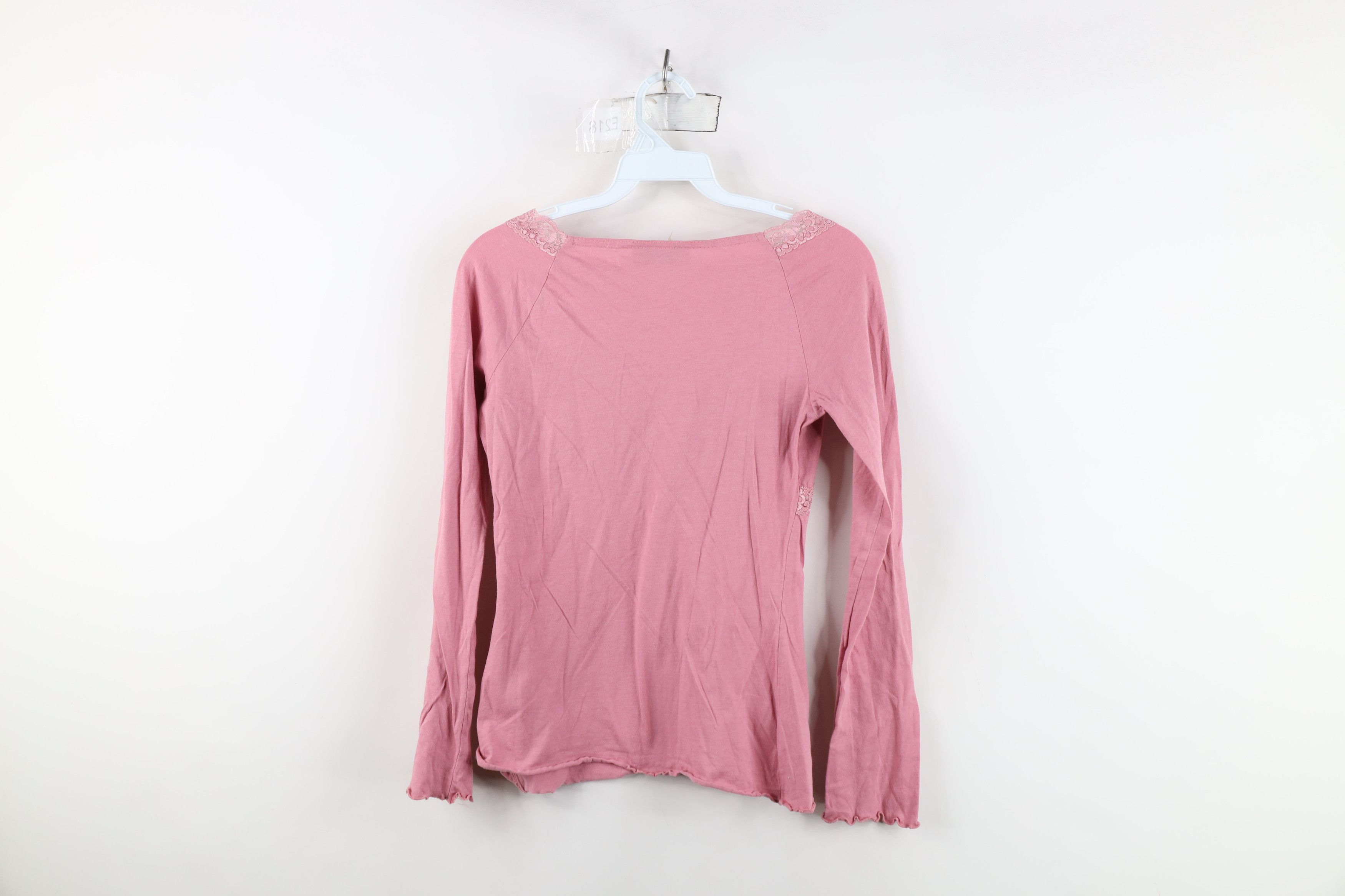 Vintage Vintage 90s Y2K Babydoll Lace Marled Shirt Top Pink USA Size M / US 6-8 / IT 42-44 - 10 Thumbnail