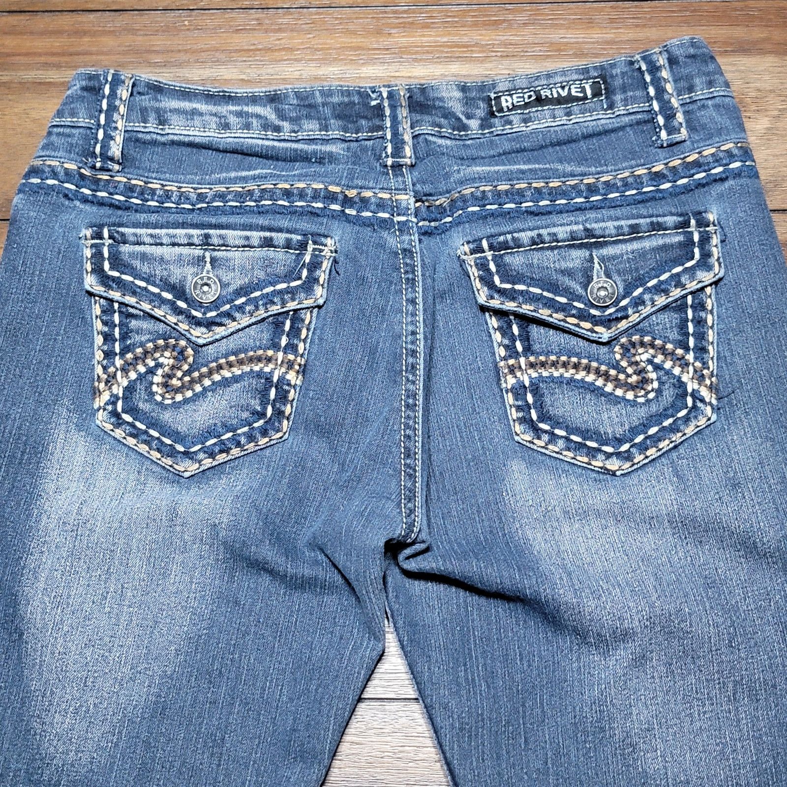 Other Red Rivet Boot Cut Dark Wash Denim Jeans - Size Junior 11 Size 33" - 4 Thumbnail