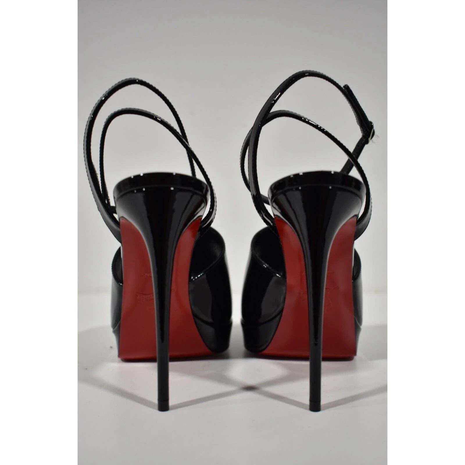 Christian Louboutin Miradona 120 Black Patent Ankle Strap Sandal Heel Pump 41 Size US 11 / IT 41 - 10 Thumbnail