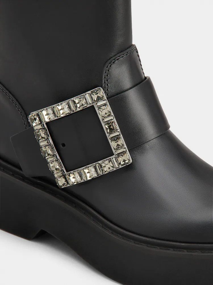 Roger Vivier o1s22i1n0824 Viv' Rangers Biker Boots in Black Size US 7 / IT 37 - 3 Thumbnail