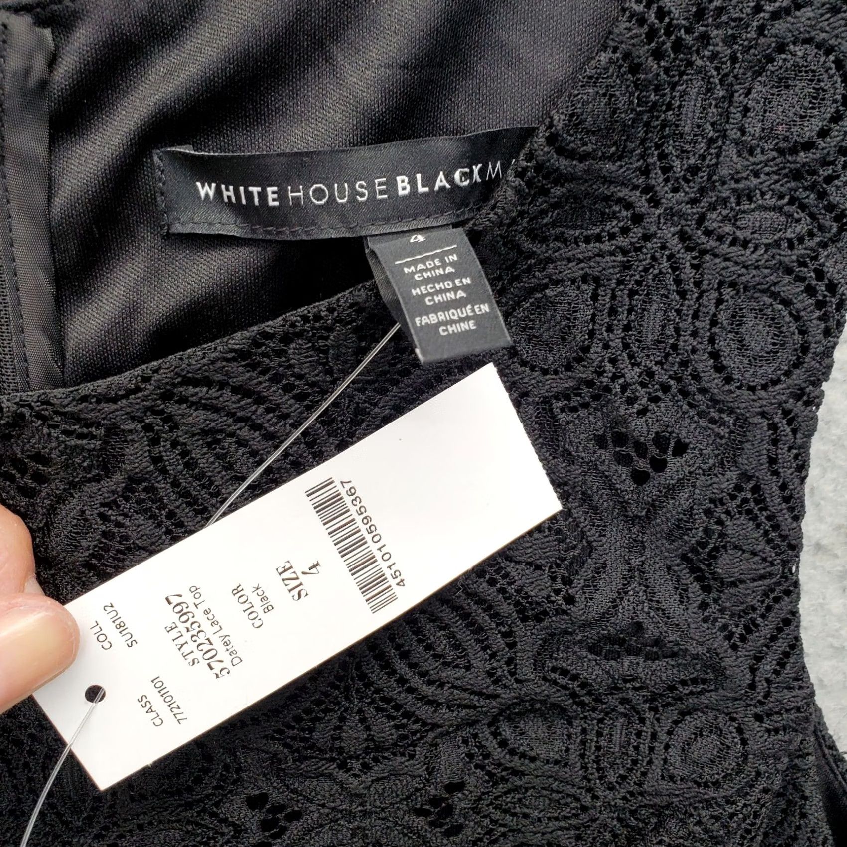 White House Black Market White House Black Market Top Womens Size 4 Black Lace Floral Back Zip Peplum Size S / US 4 / IT 40 - 5 Thumbnail