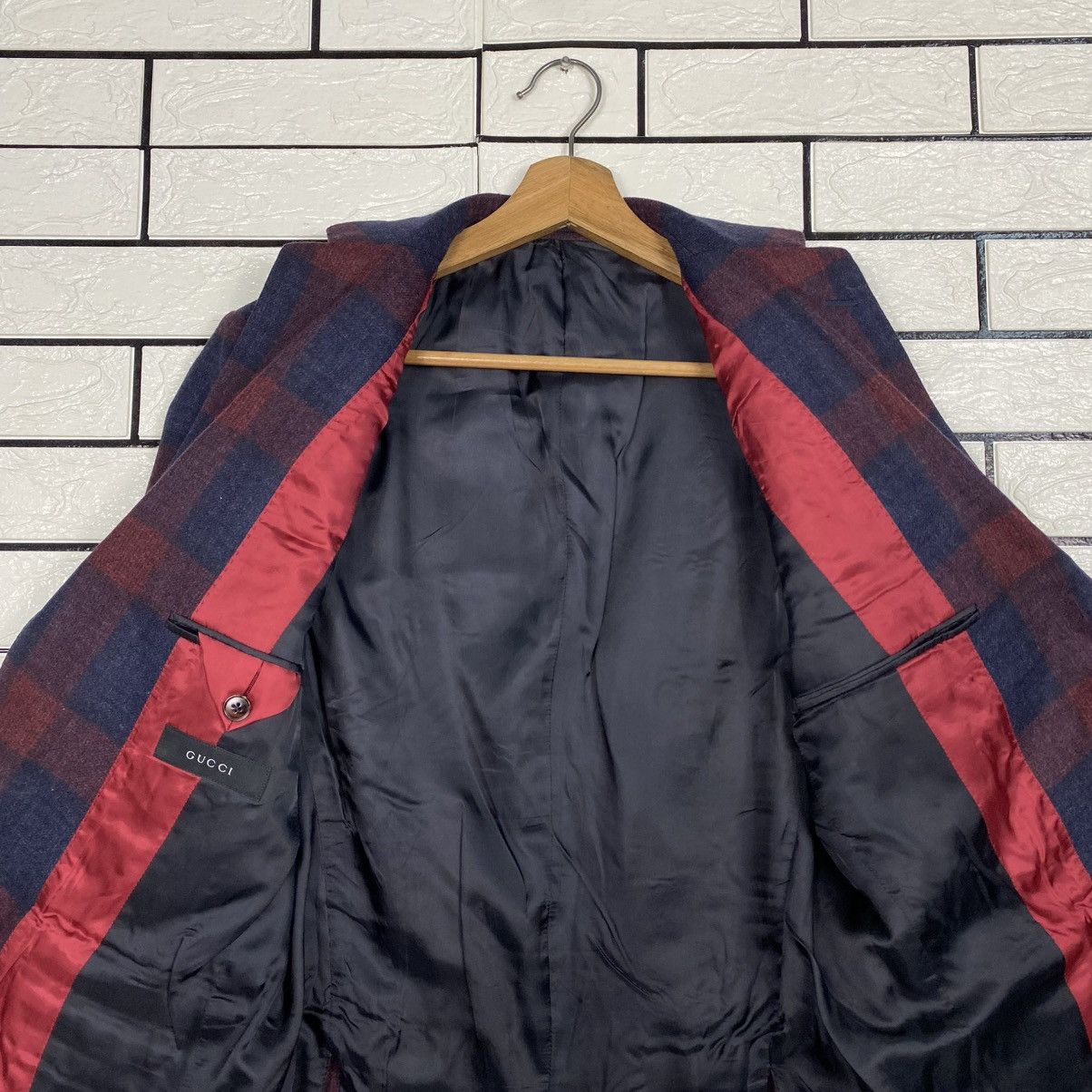 Gucci 🔥VINTAGE COATS JACKET GUCCI TARTAN DESIGN DOUBLE BREAST Size US S / EU 44-46 / 1 - 14 Thumbnail