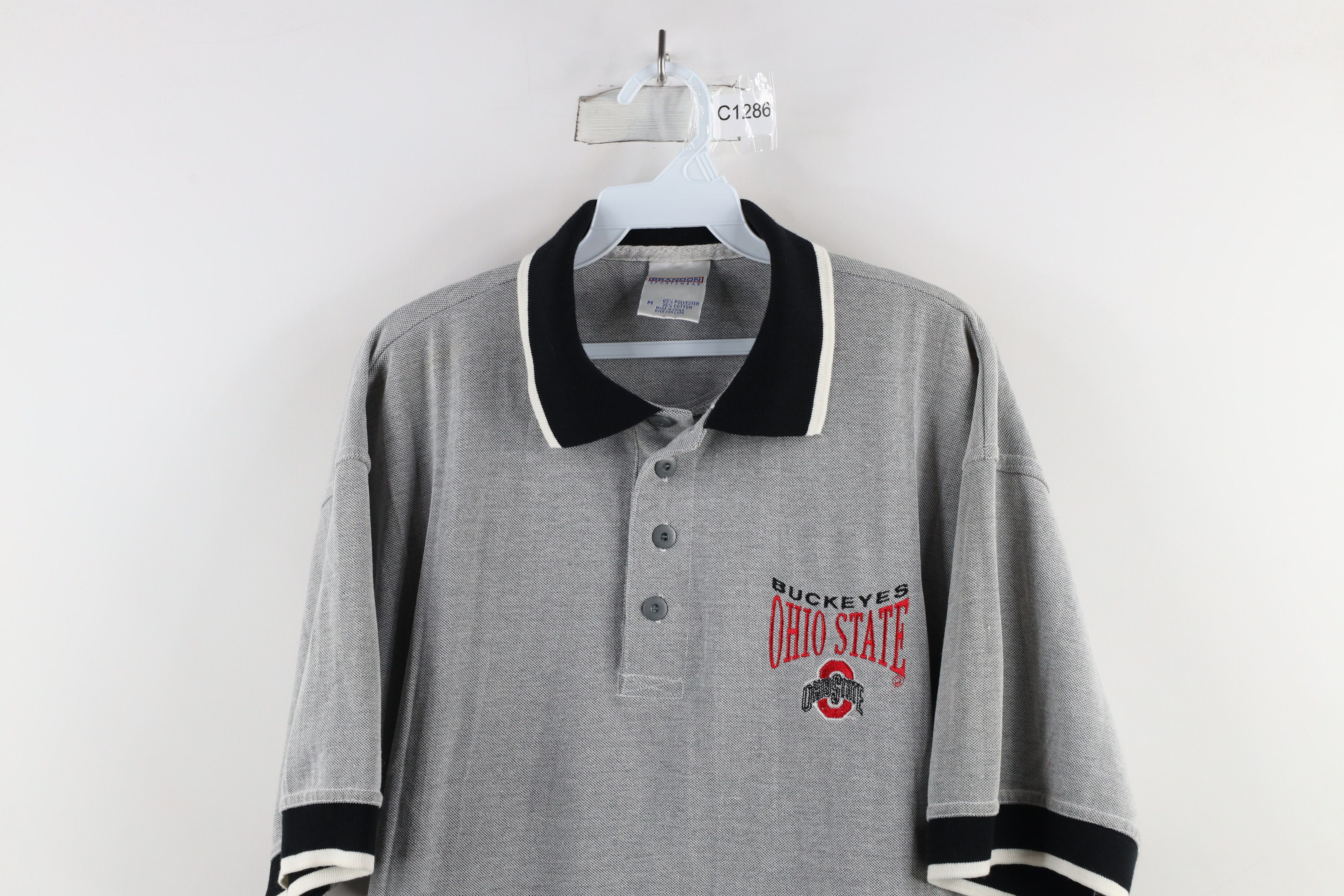 Vintage Vintage 90s Ohio State University Collared Polo Shirt Gray Size US M / EU 48-50 / 2 - 2 Thumbnail