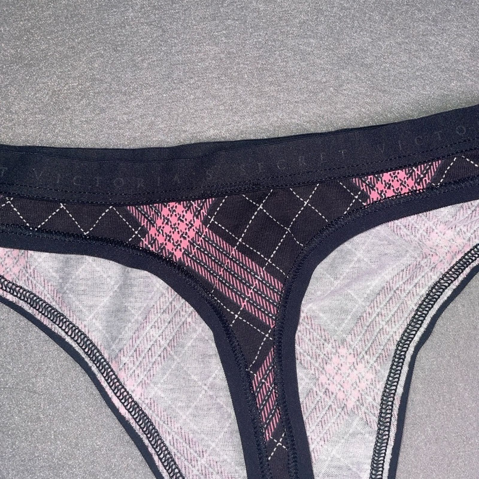 Victoria's Secret Victoria's Secret Thong VS Pink Plaid Thong Panty NEW Size ONE SIZE - 5 Thumbnail