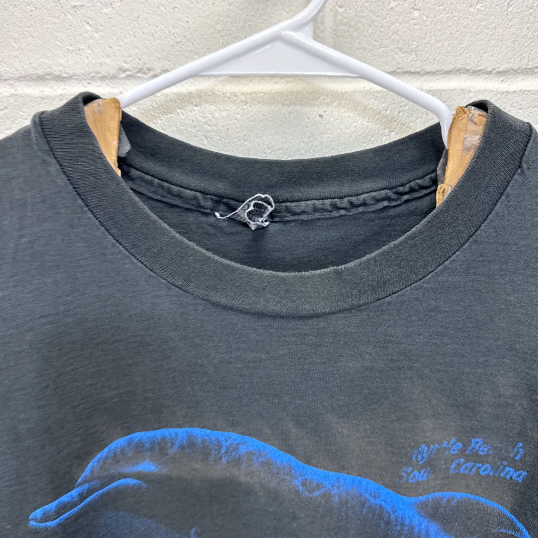 Vintage VINTAGE Myrtle Beach USA 90s Dolphin T-Shirt Large Black Cotton Crew Neck Short Sleeve Men Shirt Size US L / EU 52-54 / 3 - 4 Thumbnail