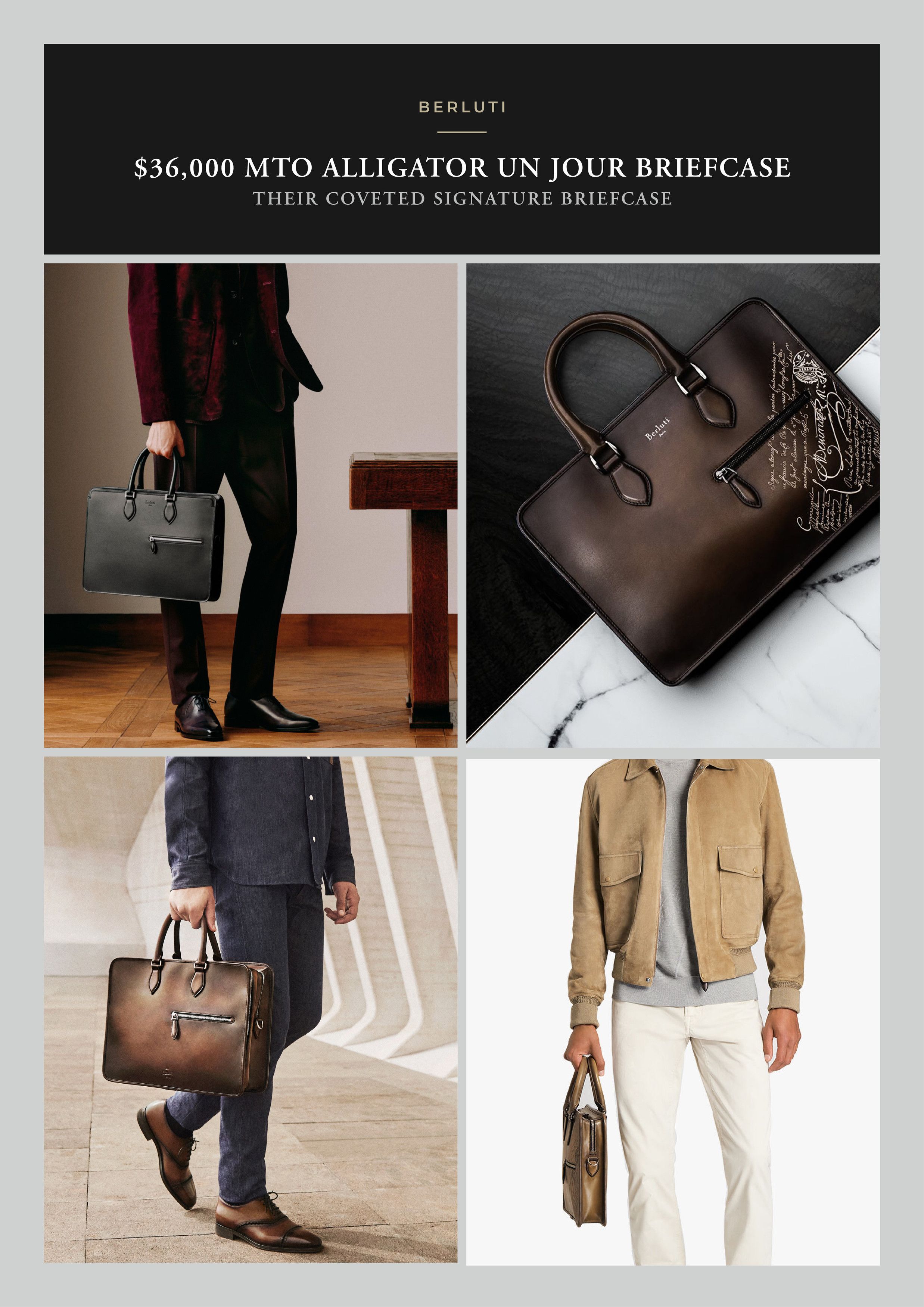 Berluti Ultimate Rare $36K MTO BERLUTI Alligator Crocodile Briefcase Size ONE SIZE - 10 Thumbnail