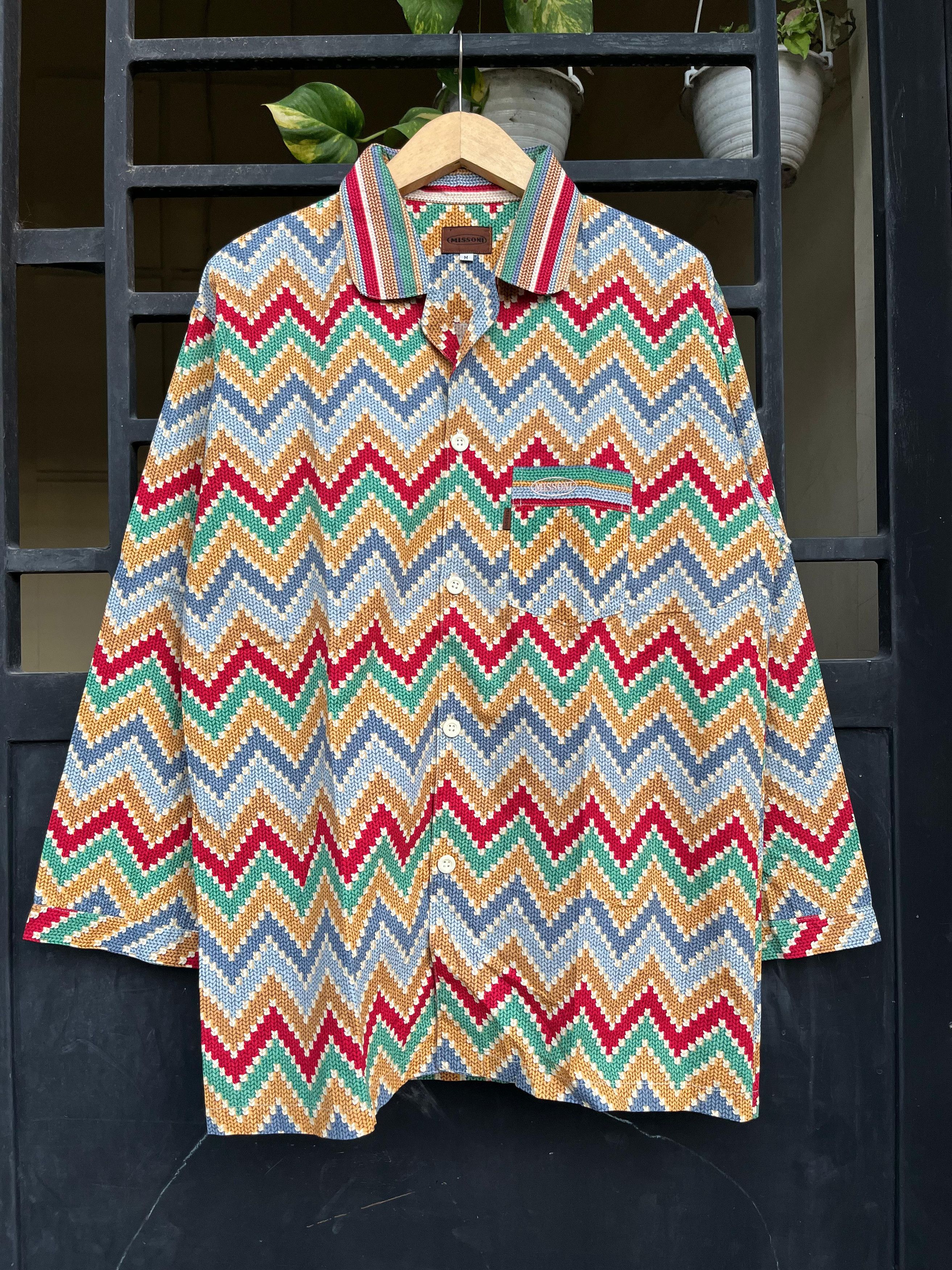 Missoni Vintage Missoni Zigzag Abstract Button Ups Shirt Size US M / EU 48-50 / 2 - 2 Thumbnail