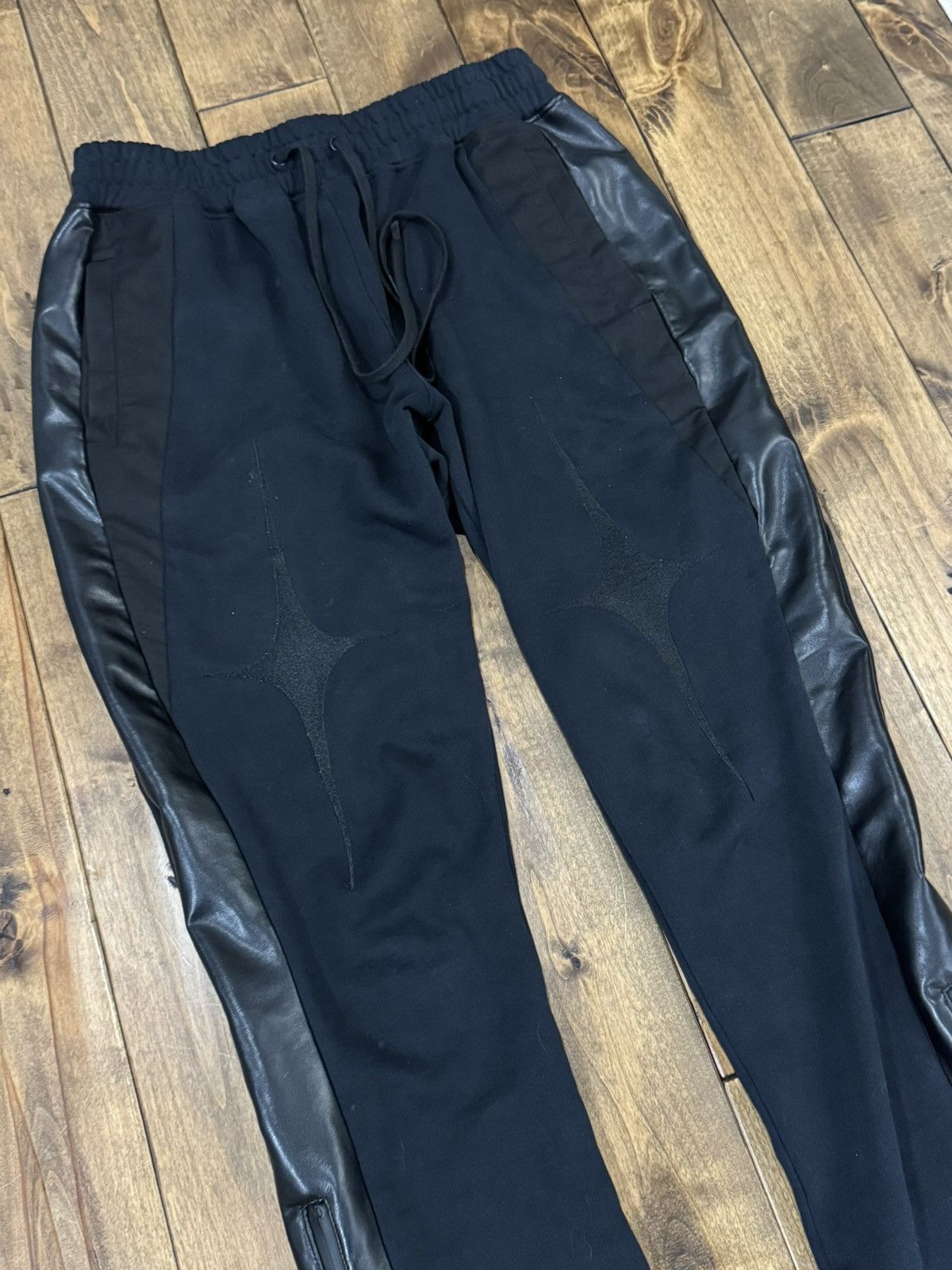 Vie + Riche Paris Vie+Riche Onyx Mixed-Media Flared Track Pants Black Leather Size US 32 / EU 48 - 11 Thumbnail
