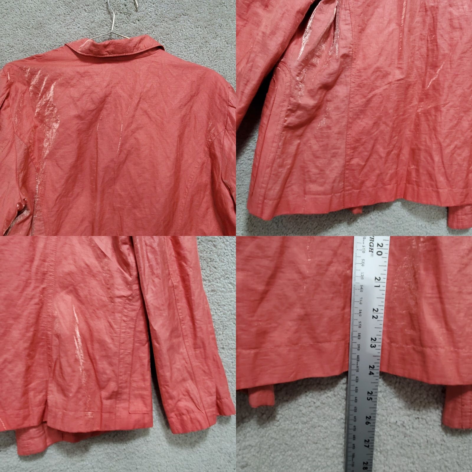 Vintage Chico's Blazer Shirt Women's 2 Medium Pink Peach Shimmer Lightweight Casual Blazer Shirt Size XS / US 0-2 / IT 36-38 - 8 Thumbnail
