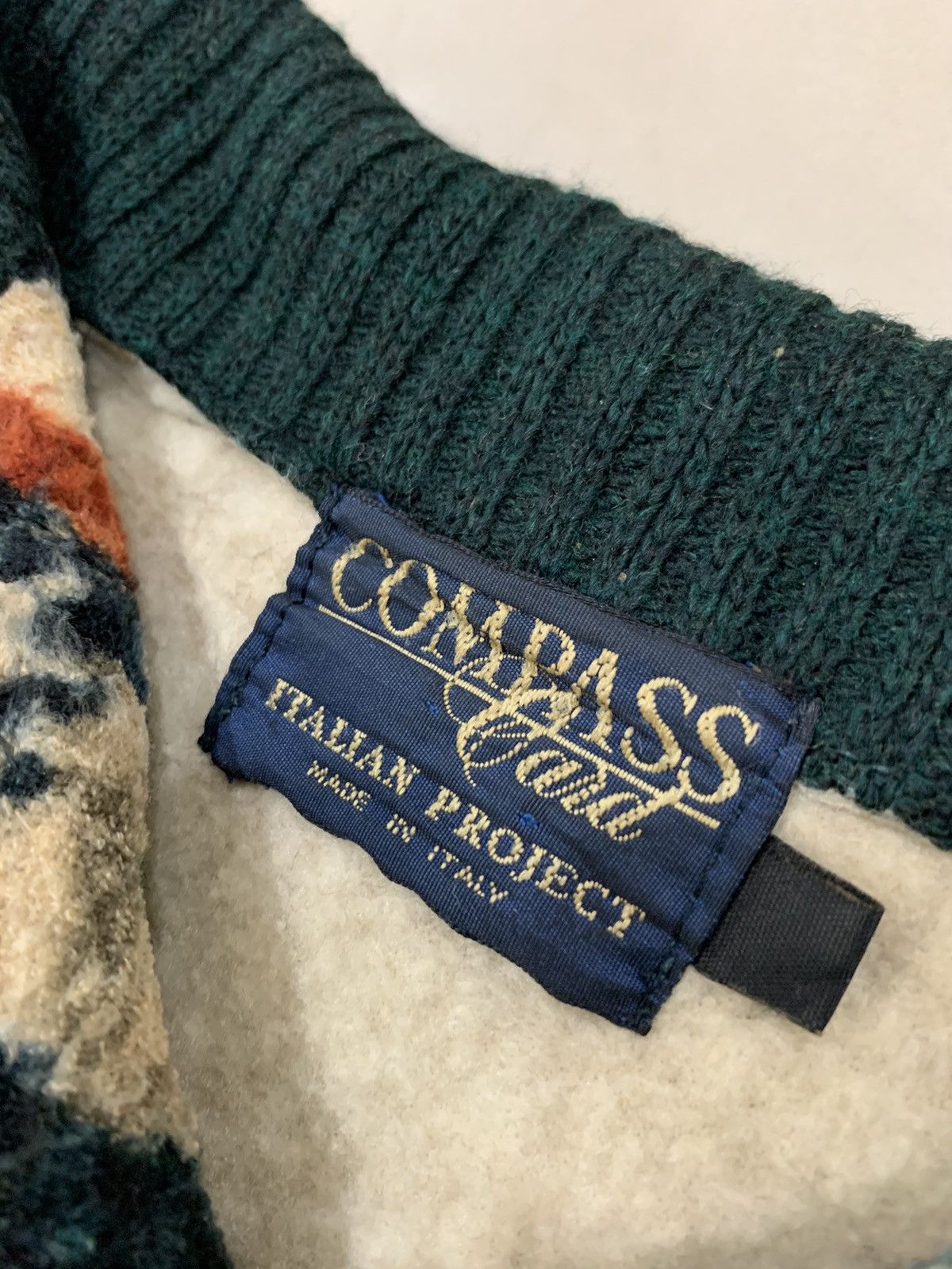 Vintage 🇮🇹Vintage Compass Card Patchwork Wool Half Button Sweater Size US M / EU 48-50 / 2 - 8 Thumbnail
