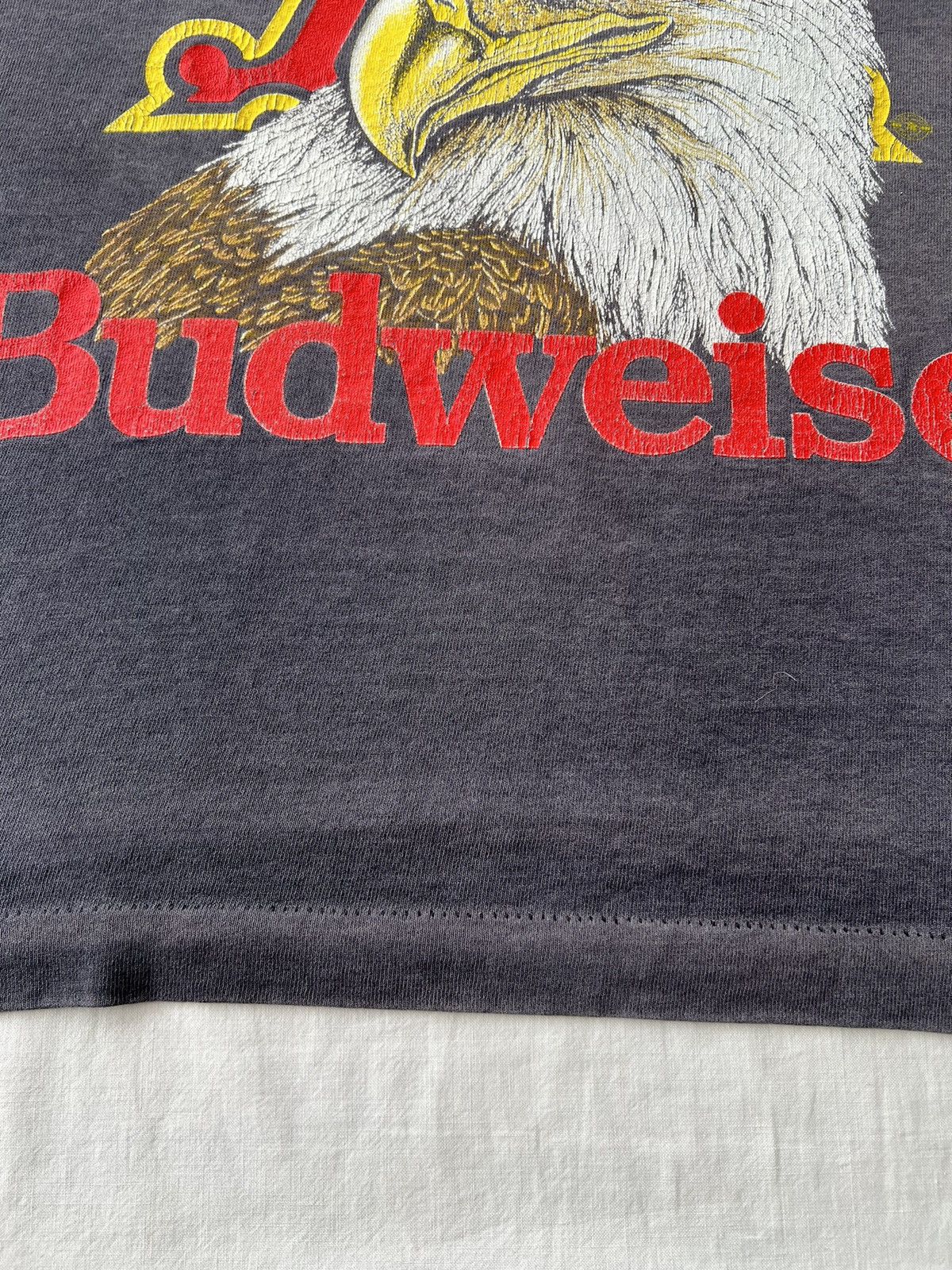 Budweiser Vintage 1988 Budweiser Beer Graphic 80s Faded Black T-shirt Size US M / EU 48-50 / 2 - 7 Thumbnail