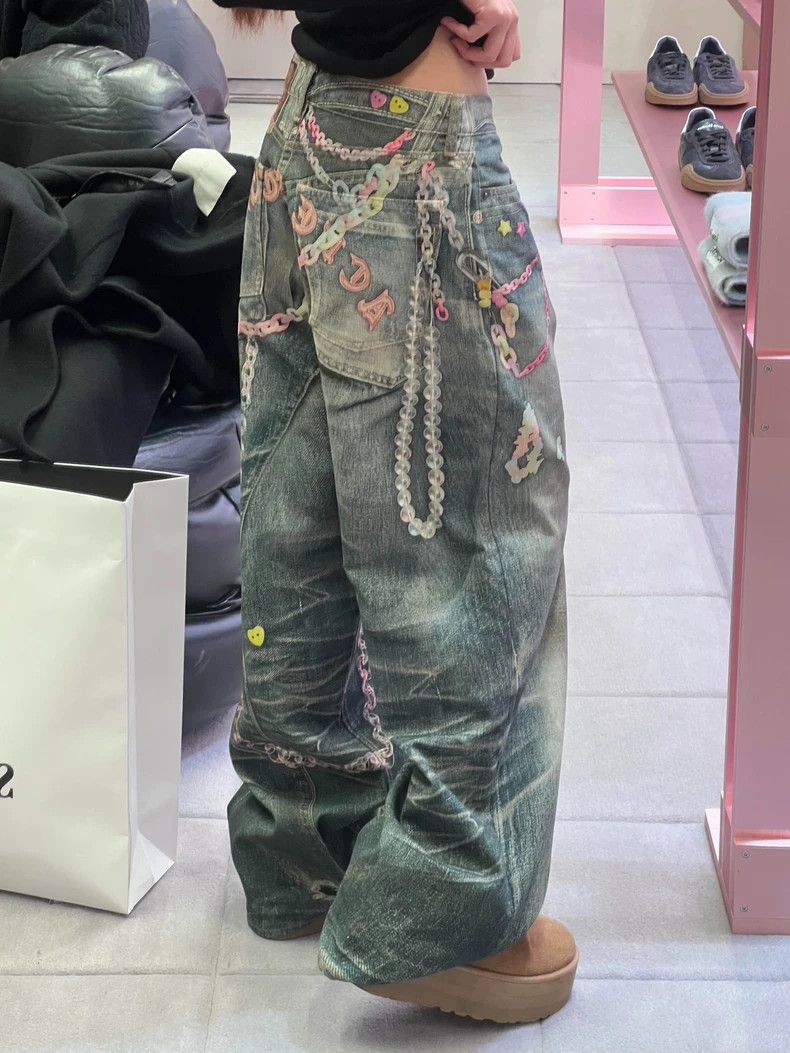 Acne Studios Acne Studios Loose wide-leg jeans with candy chain print Size US 34 / EU 50 - 6 Thumbnail