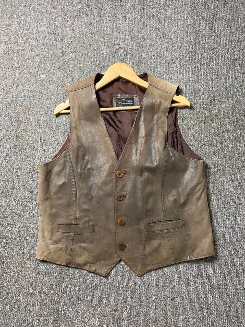 Japanese Brand Vera Pelle Lavorazione Leather Vest (193) Size US XS / EU 42 / 0 - 1 Thumbnail