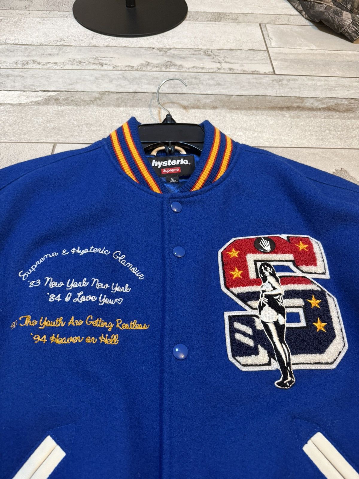 Hysteric Glamour × Supreme Supreme Hysteric Glamour Varsity Jacket Blue Size US M / EU 48-50 / 2 - 2 Thumbnail