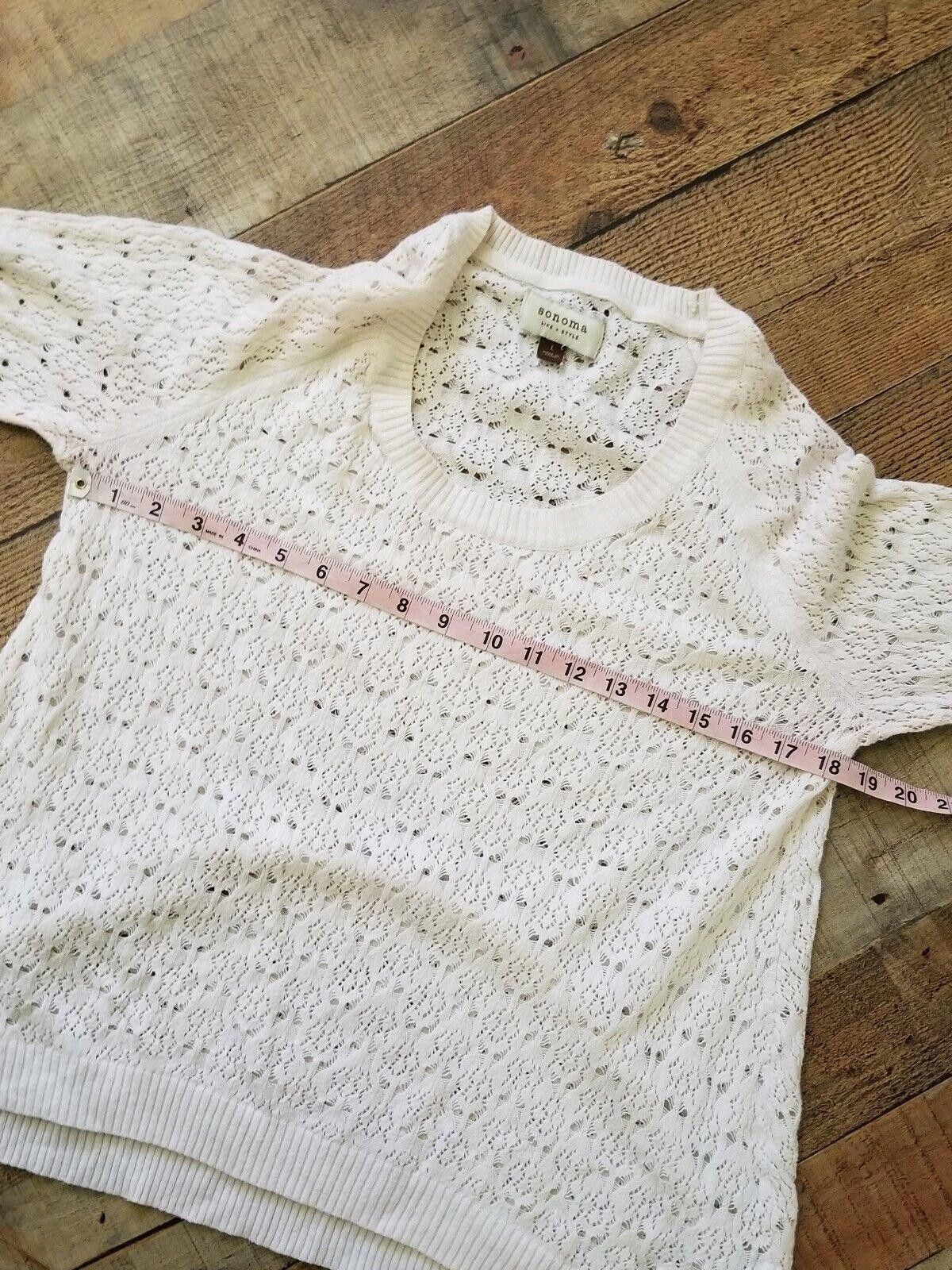 Sonoma Sonoma Sweater Large Crochet Creamy Pink Scoop Neck Long Size L / US 10 / IT 46 - 6 Thumbnail