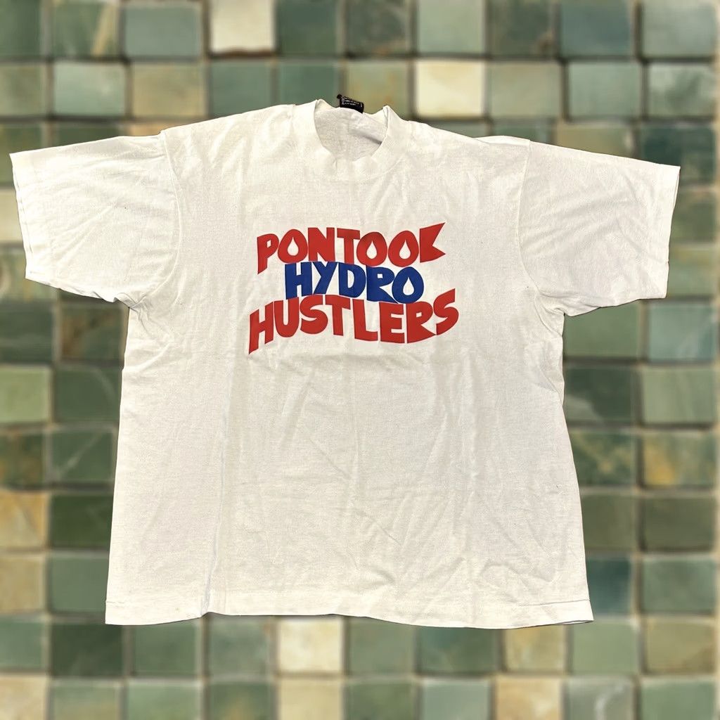 Fruit Of The Loom Vintage Pontook Hydro Hustlers Shirt XL White Single Stitch 90s Sargent Yankee NH T Mens Size US XL / EU 56 / 4 - 1 Thumbnail