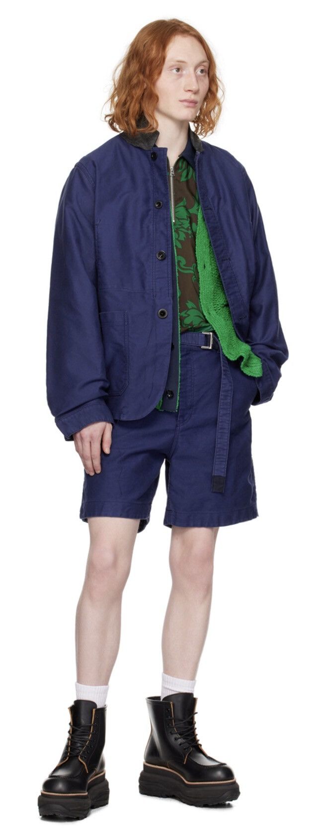 Sacai Blue Loose Thread Moleskin Jacket Size US M / EU 48-50 / 2 - 8 Thumbnail