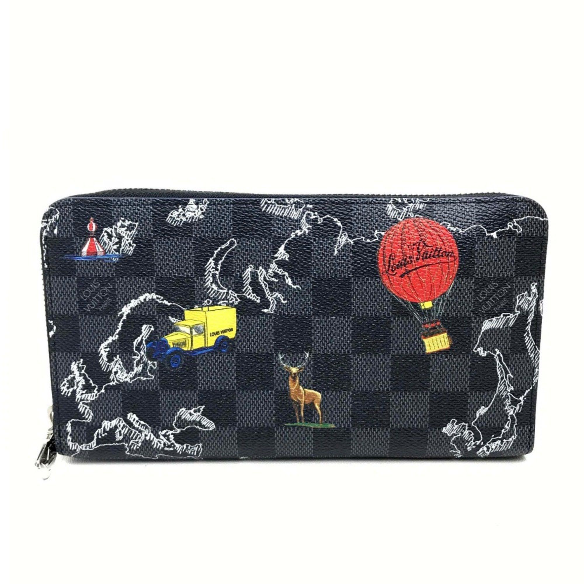 Louis Vuitton Louis Vuitton N40204 Damier Graphite Zip Around Long Wallet Black Multicolore Size ONE SIZE - 1 Thumbnail
